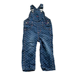 Girls Wrangler Denim Overalls 18M Blue & White Heart Print Fall/Winter